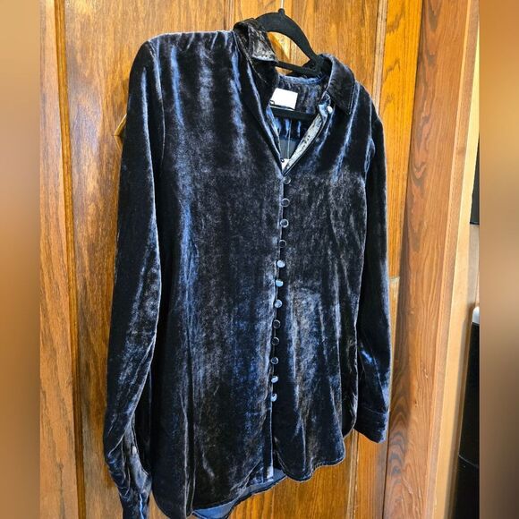 J Crew Black Velvet Button-Up Shirt NWT SZ 0 - Picture 6 of 16